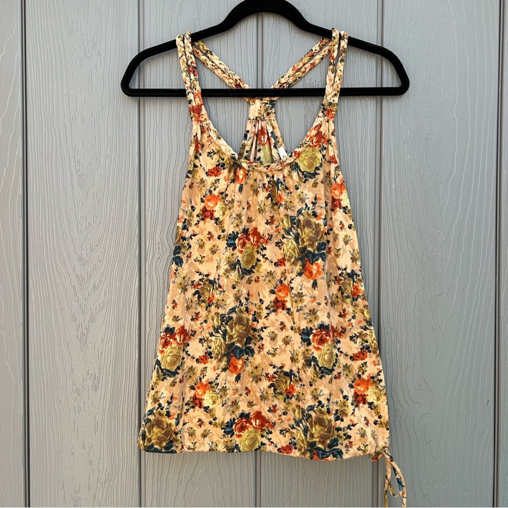 American Rag Cie Y2K Floral Tank Top Braided Straps Size Small Fairy Goblincore